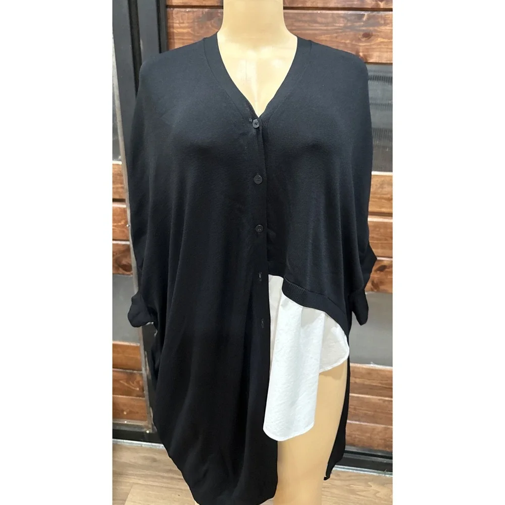 COS   Cardigan in Black and White Size S Oversized  Viscose Blend Cotton